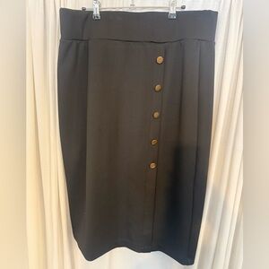 Elegant Neoprene Black Button-Down Skirt